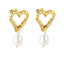 Aretes de corazon pequeños con perla