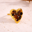 Anillo Ajustable Corazón Dorado con Piedra Café