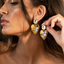 Aretes  Corazón Dorado con Piedras