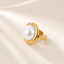 Anillo Dorado Ajustable con Perla
