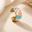 Anillo Dorado Multicolor Esmalte Pastel
