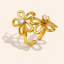Anillo Doble Flor Dorado con Zirconias