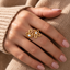 Anillo Doble Flor Dorado con Zirconias