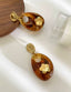Maxi Aretes Ámbar Dorado Floral