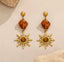 Aretes Sol Ámbar Dorado
