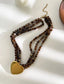 Collar de Cuentas Marrón con Dije de Corazón