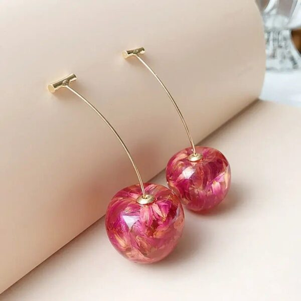 Aretes de cereza rosados