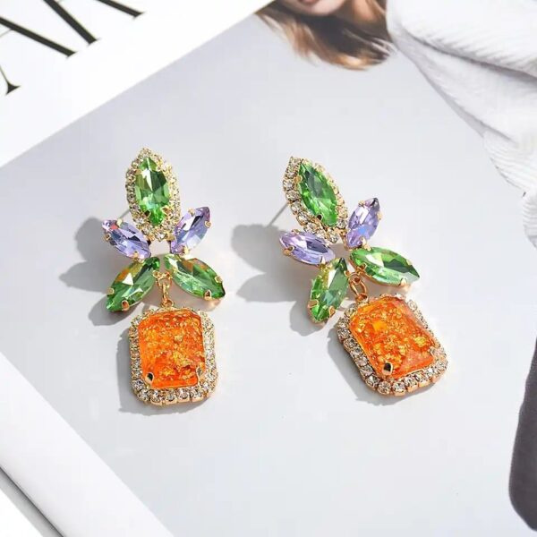 Aretes de piedras naranja - Image 2