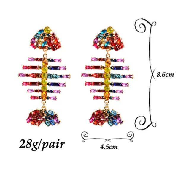 Maxi aretes de pescado y piedras - Image 2