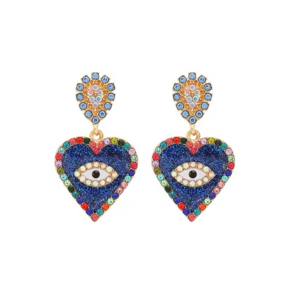 Aretes de corazon y ojo en piedras