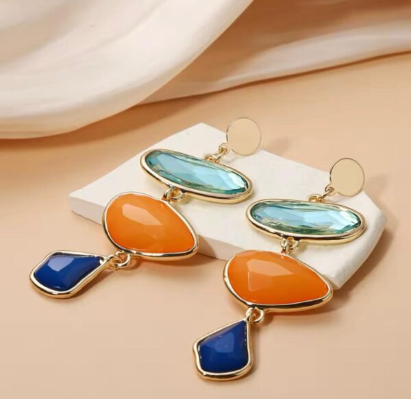 Maxi aretes de piedras largos - Image 2