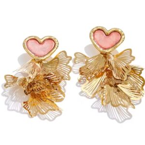 Aretes de corazon y petalos