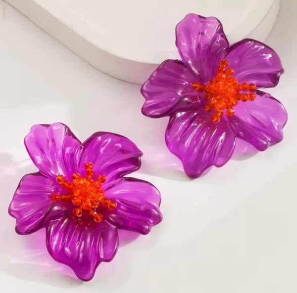 Maxi aretes de flor en resina - Image 2