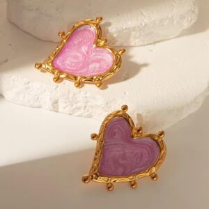 Aretes de corazon morados