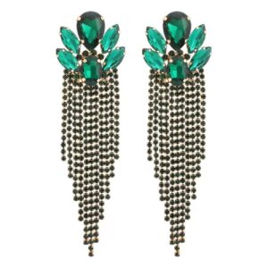 Maxi aretes de piedras largos verdes