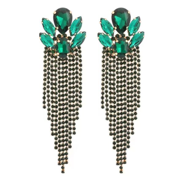 Maxi aretes de piedras largos verdes